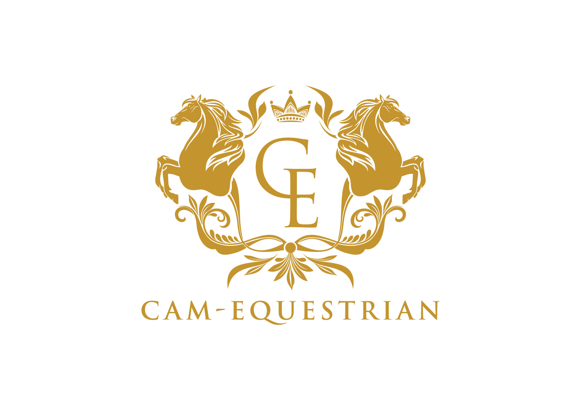 Cam Equestrian gold crest logo